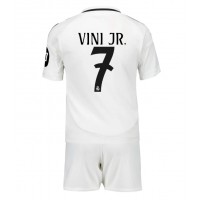 Camisa de Futebol Real Madrid Vinicius Junior #7 Equipamento Principal Infantil 2024-25 Manga Curta (+ Calças curtas)